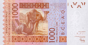 P815Ta Togo W.A.S. T 1000 Francs Year 2003