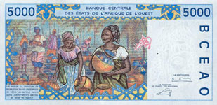 P313Cl Burkina Faso W.A.S. C 5000 Francs Year 2002