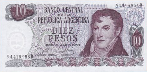 P295 Argentina 10 Pesos Year ND