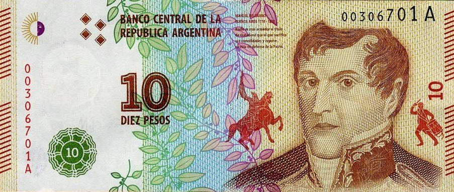 P360 Argentina 10 Pesos Year 2016