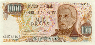 P304d Argentina 1000 Pesos Year nd