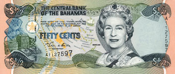 P68 Bahamas 1/2 Dollar Year 2001