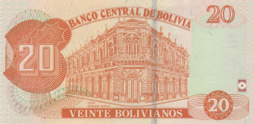 P244 Bolivia 20 Bolivianos Year ND (2015)