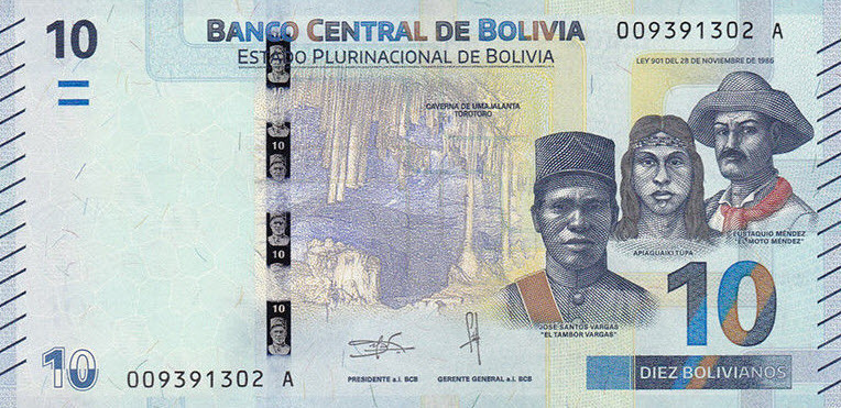 P248 Bolivia 10 Bolivianos Year 2018