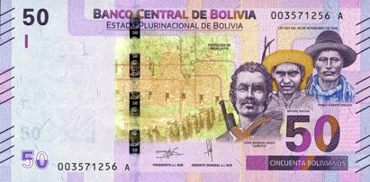 P250 Bolivia 50 Bolivianos Year 2018