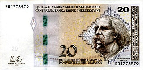 P 83 Bosnia Herzegovina 20 Maraka Year 2012 (Cyrillic)