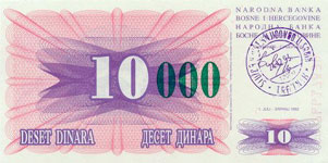 P 53d Bosnia Herzegovina 10000 Dinara Year 1993