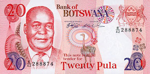 P21a Botswana 20 Pula Year nd