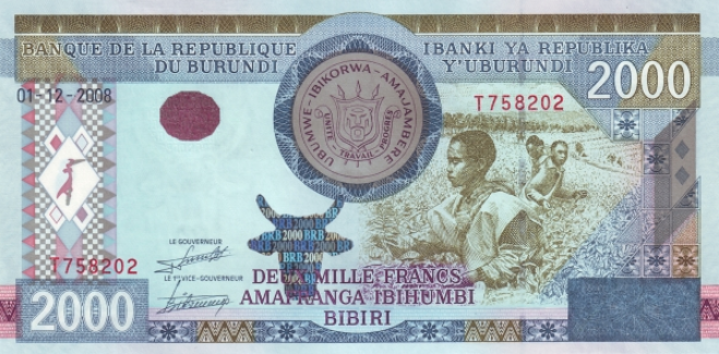 (00037) Burundi P47 - 2000 Francs (2008)