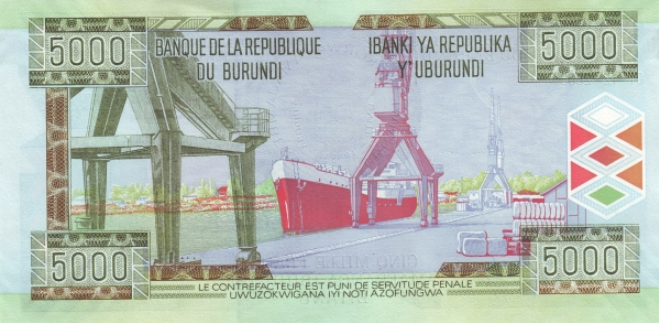 (00038) Burundi P48a - 5000 Francs (2008)