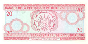 P27c Burundi 20 Francs Year 1995/01
