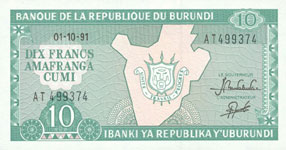 P33e Burundi 10 Francs Year 2005