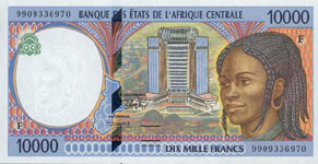 P305 F Central African Rep. 10.000 Francs Year 1999