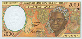 P503 N Equatorial Guinee 2000 Francs Year 1995/00