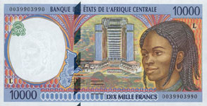 P405 L Gabon 10.000 Francs Year 2000