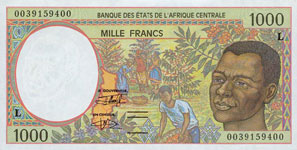 P102 C Congo Republic 1000 Francs Year 2000