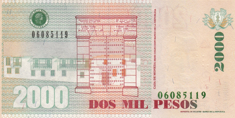 P457k Colombia 20.000 Pesos Year 2009 (Braille)