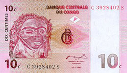 P 82 Congo Dem. Rep. 10 Centimes Year 1997