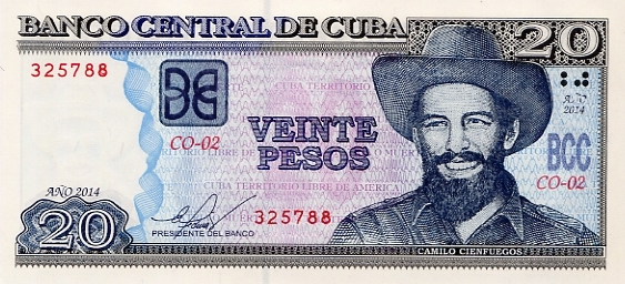P122i Cuba 20 Pesos Year 2014