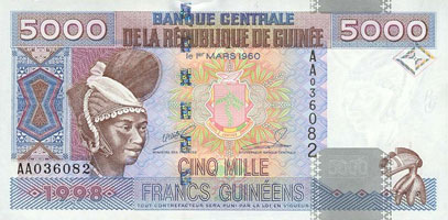 P38 Guinea 5000 Francs Year 1998