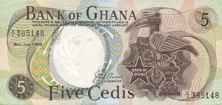 P11b Ghana 5 Cedis Year 1969