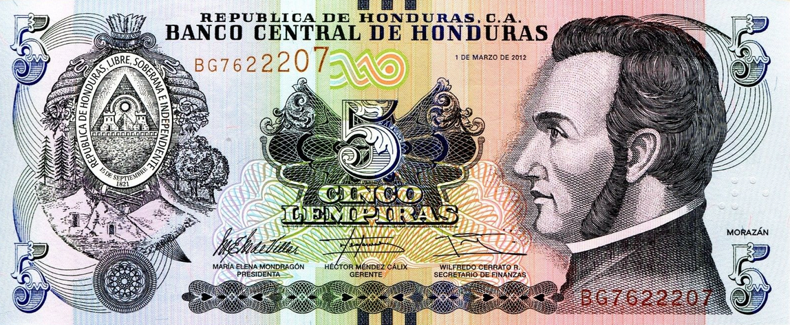 P 98 Honduras 5 Lempiras Year 2012