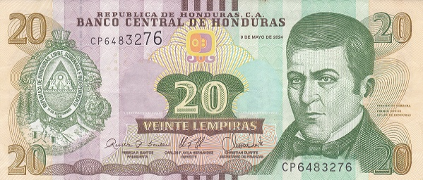 PN100f Honduras - 20 Lempiras (2024)