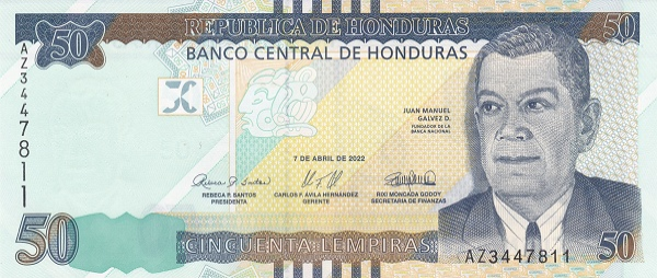 PN104c Honduras - 50 Lempiras (2022)
