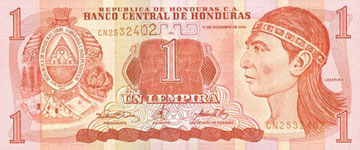P 84a/d/e Honduras 1 Lempira Year 2000/04/06