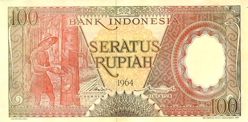P 97b Indonesia 100 Rupiah Year 1964