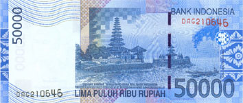 P145a Indonesia 50.000 Ruphia Year 2005