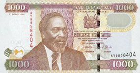 P45c Kenya 1000 Shillings Year 2004 wide security thread