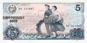 P19b/c Korea North 5 Won Year nd