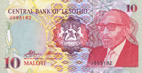 P11 Lesotho 10 Maloti Year 1990