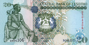 P16b Lesotho 20 Maloti Year 1999