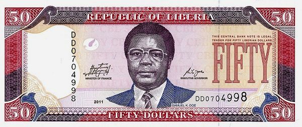 P29f Liberia 50 Dollars Year 2011