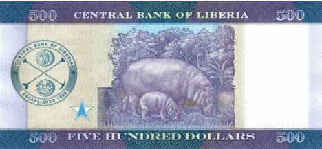 P36 Liberia 500 Dollars Year 2016