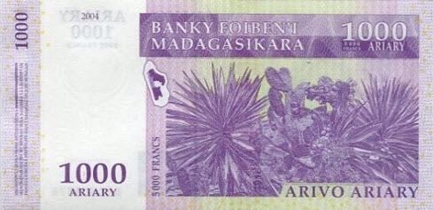 P 89c Madagascar 1000 Ariary Year 2004 (2015)