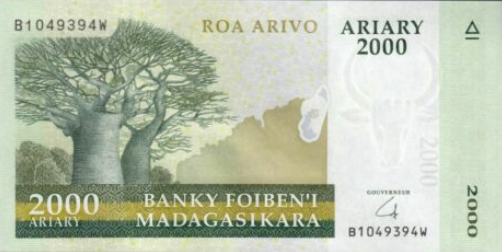 P 96 Madagascar 2000 Ariary Year 2014 (Hybrid)