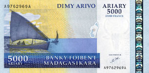 P 84 Madagascar 5000 Ariary Year nd (2003)