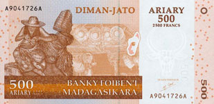 P 88 Madagascar   500 Ariary Year 2004