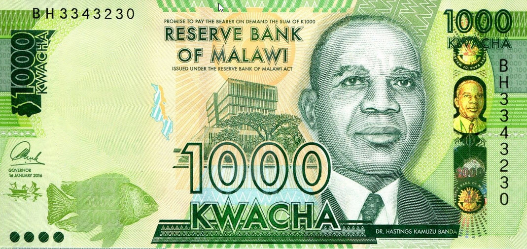 P67b Malawi 1000 Kwacha Year 2016