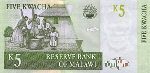 P36a Malawi 5 Kwacha Year 1997