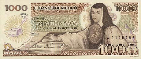 P 85 Mexico 1000 Pesos Year 1985