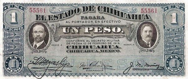 PS529 Mexico - 1 Peso Year 1915 (Revolutionary)