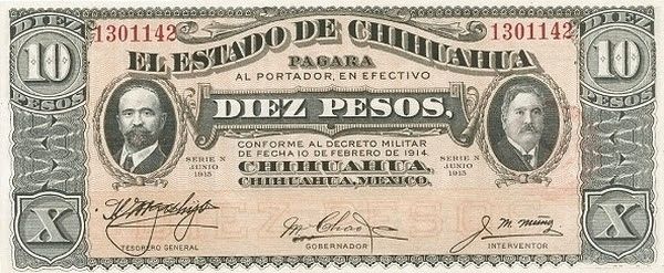 PS535 Mexico - 10 Pesos Year 1915 (Revolutionary)