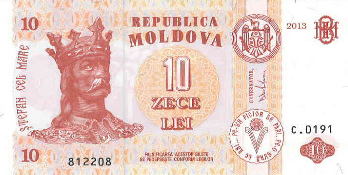 P10 Moldova 10 Lei Year 2013