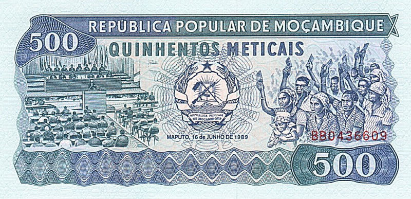 P131c Mozambique 500 Meticais Year 1989
