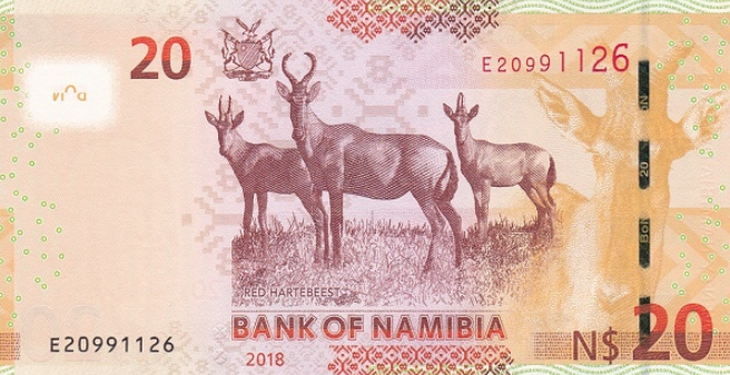 P17b Namibia 20 Dollars Year 2018