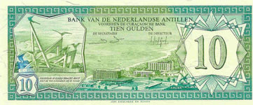 P16b Netherlands Antilles 10 Gulden Year 1984